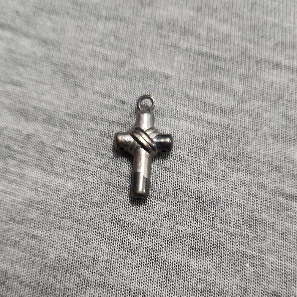 🔴 Oxidized Silver Mini Cross Crucifix Jewelry Bracelet Charm Necklace Pendant